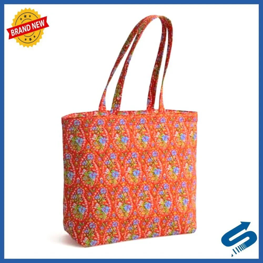 Premium Cotton Zip Tote Shoulder Bag with Multiple Pockets